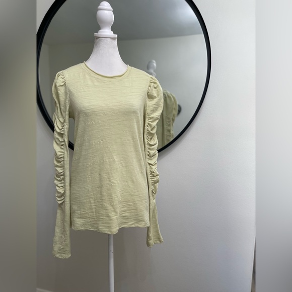 Free People NEW WITH TAGS Natasha Ruched Long Sleeve Top LIGHT GREEN - Picture 4 of 9